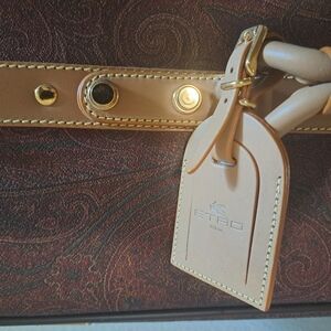 Etro Elegant Brown and Tan Rolling Travel Suitcase